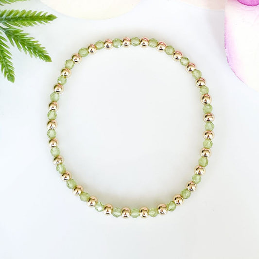 4mm faceted peridot August birthstone bracelet