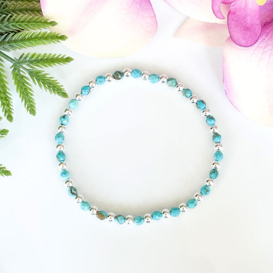 4mm faceted turquoise December birthstone bracelet