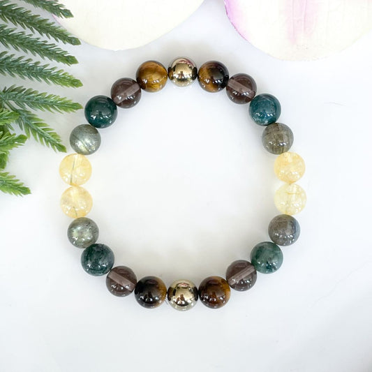 Overhead view of Gemini Zodiac Crystal Bracelet for Men