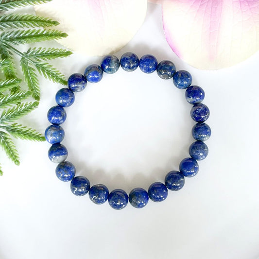 8mm Lapis Lazuli Beaded Bracelet