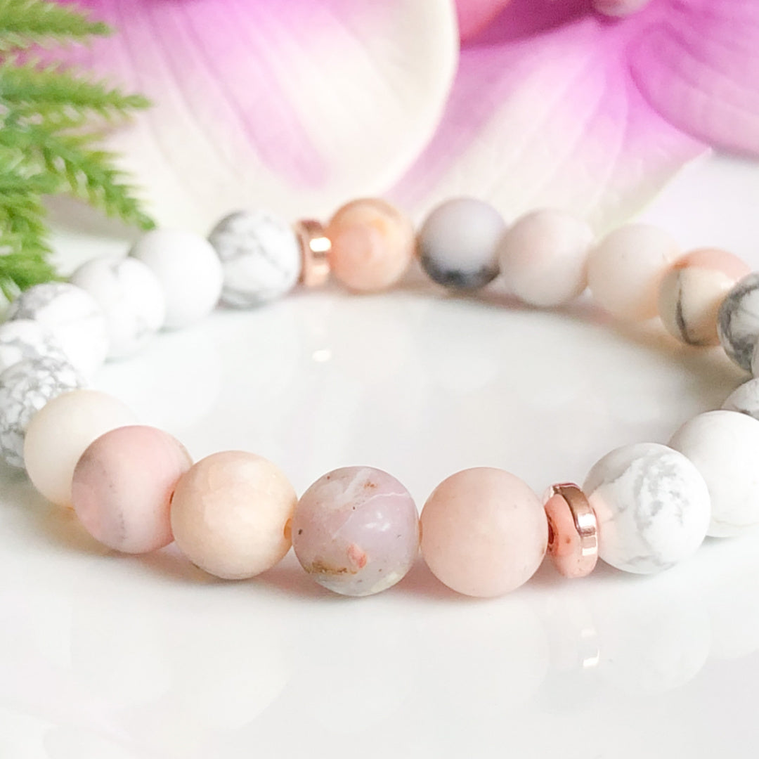 Howlite & Pink Opal Calming Gemstone Bracelet