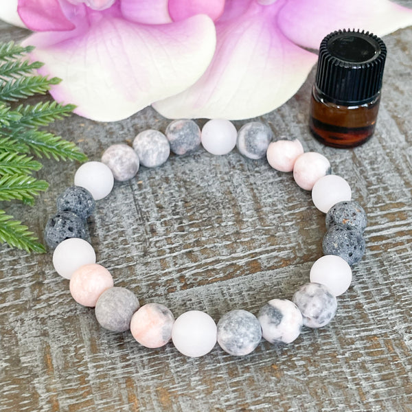Lava Bead Bracelet for Women with Lavender Aromatherapy Essential Oil