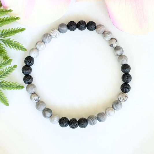 Lava Stone and Jasper Aromatherapy Bracelet