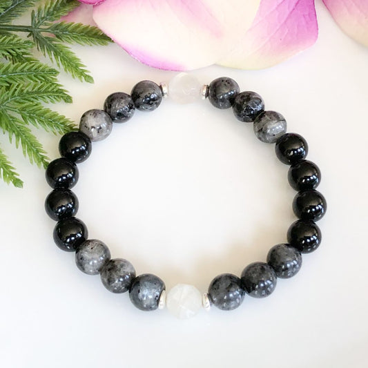 8mm Moon Phases Bracelet with Silver Accents