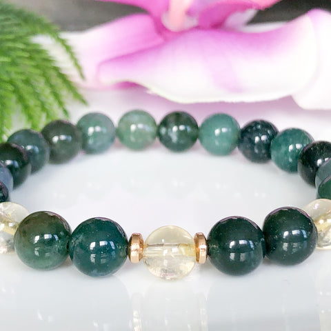 Citrine and Moss Agate Wealth and Money Bracelet