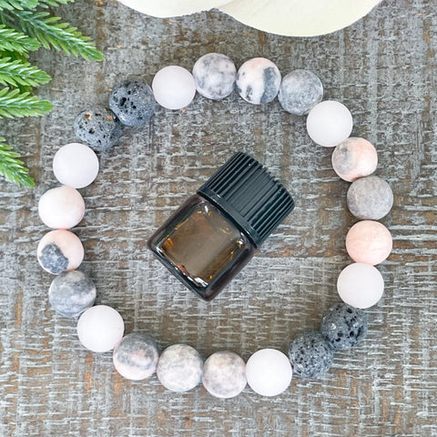 Lava Bead Bracelet for Women with Lavender Aromatherapy Essential Oil