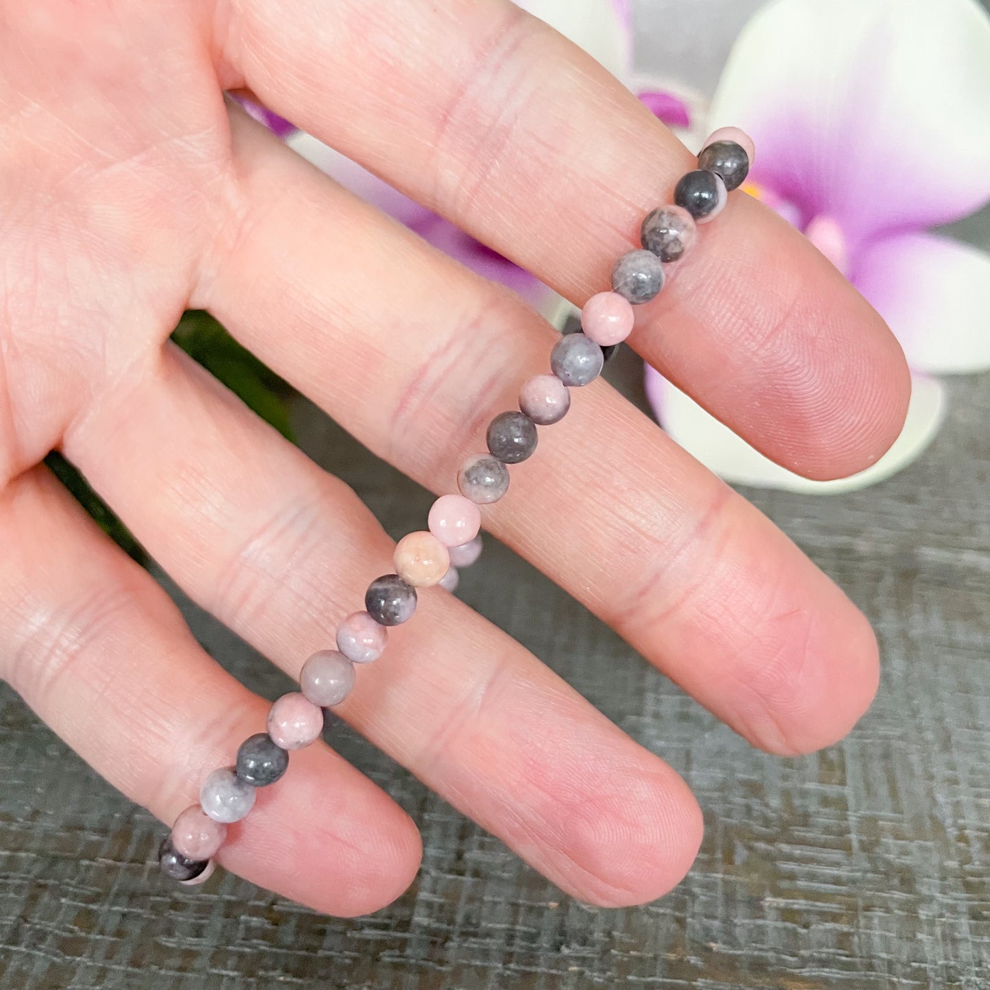 4mm Pink Zebra Jasper Healing Bracelet