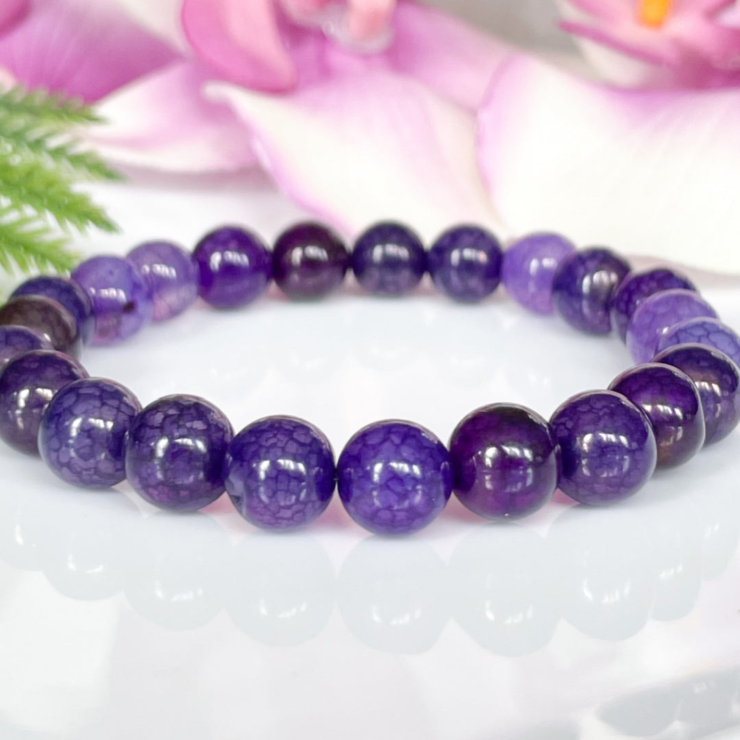 Purple Dragons Vein Agate Beaded Bracelet