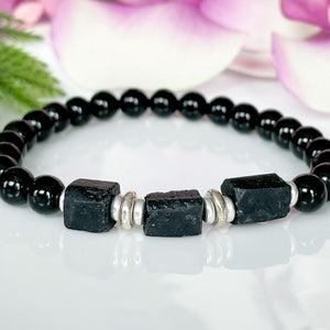 Raw Black Tourmaline Healing Crystals Bracelet