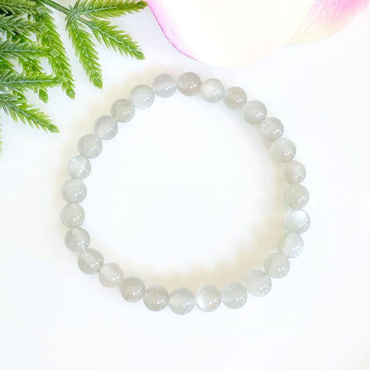 6mm white moonstone bracelet