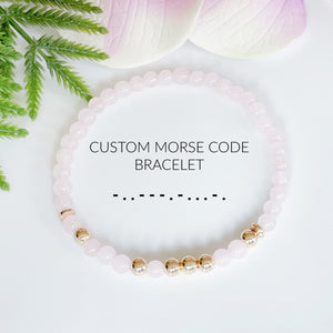 Rose Quartz Custom Morse Code Bracelet