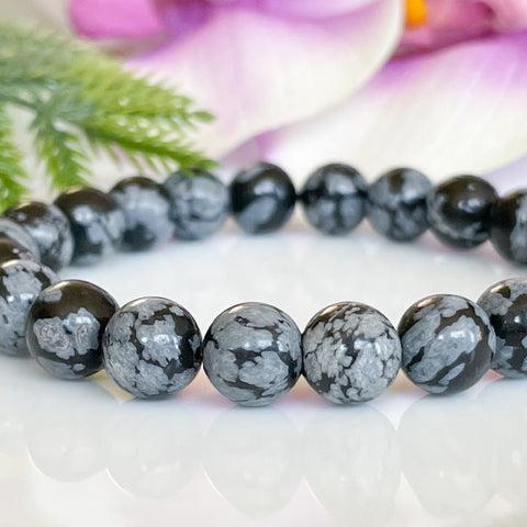 Calming Snowflake Obsidian Gemstone Bracelet