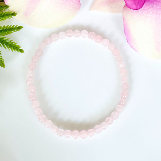 4mm Rose Quartz Beaded Bracelet