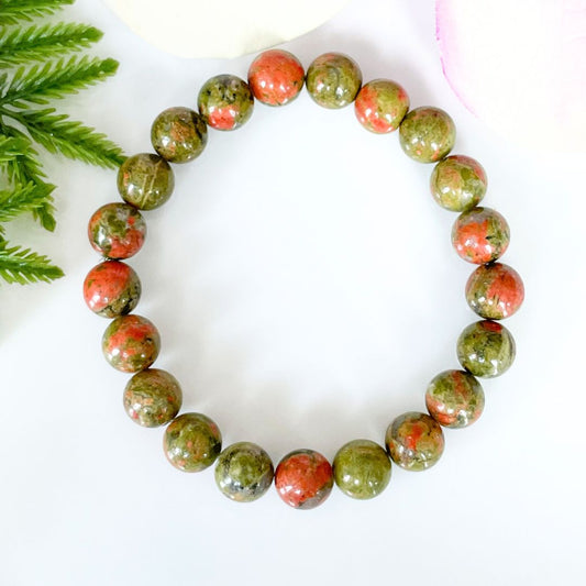 8mm unakite beaded bracelet