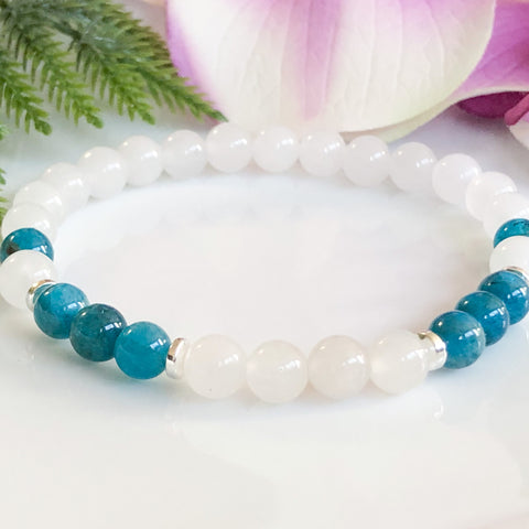 Blue Apatite and Jade Healing Crystals Bracelet