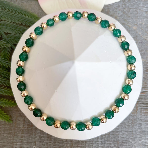 4mm Dainty Emerald May Birthstone Bracelet
