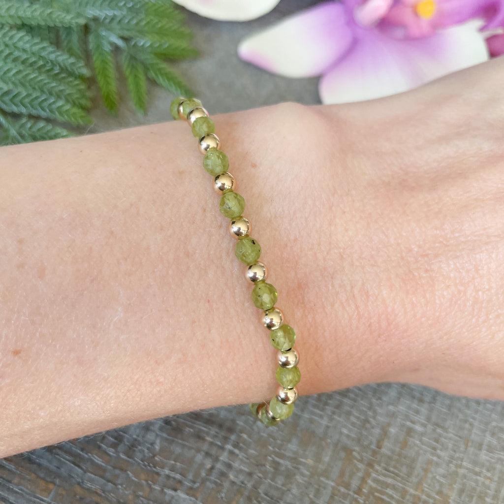 Green peridot bracelet, August birthstone jewelry, Gold or silver gemstone  station bracelet, Dainty adjustable handmade birthstone bracelet |  MakerPlace by Michaels