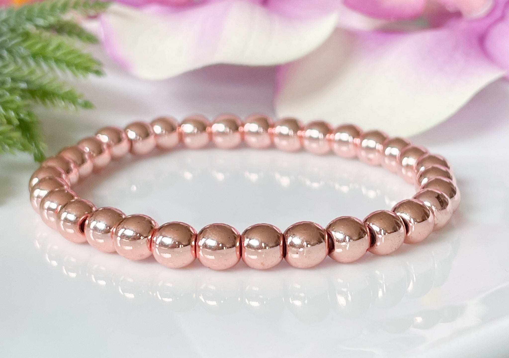 6mm Rose Gold Hematite Bracelet - Inventory Clearance