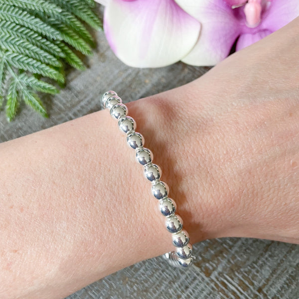 6mm Silver Hematite Bracelet - Inventory Clearance