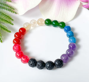 Rainbow Beaded Aromatherapy Bracelet