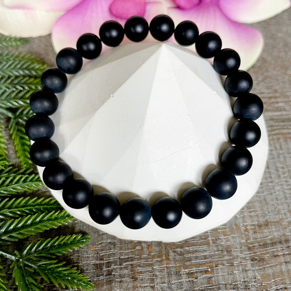 Black Onyx Beaded Gemstone Bracelet for Men