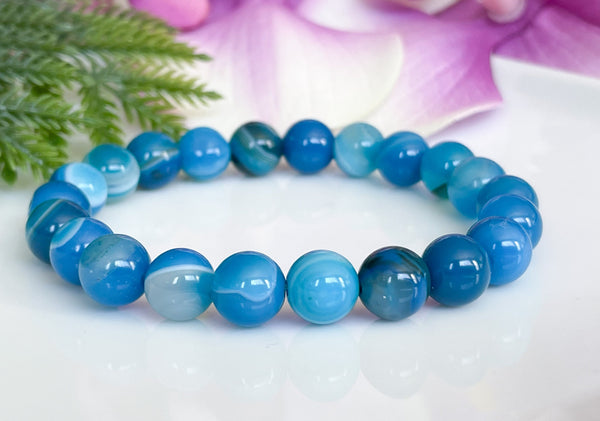 Blue Agate Healing Crystals Gemstone Bracelet