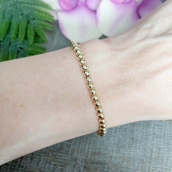 Dainty Gold Ball Beaded Bracelet for Women