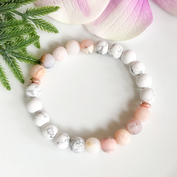Howlite & Pink Opal Gemstone Bracelet