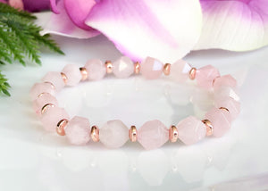 rose quartz crystal gemstone bracelet
