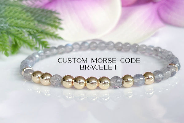 Labradorite Custom Morse Code Bracelet | Send a Secret Message