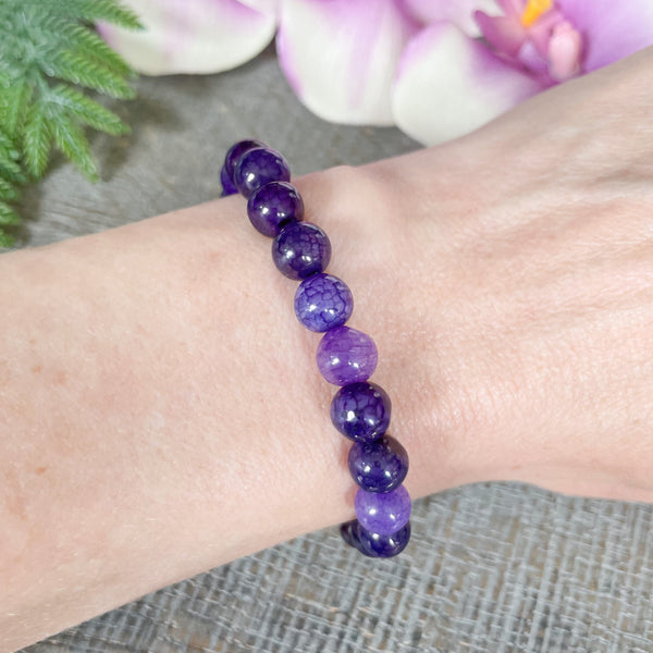 Purple Dragons Vein Agate Beaded Bracelet