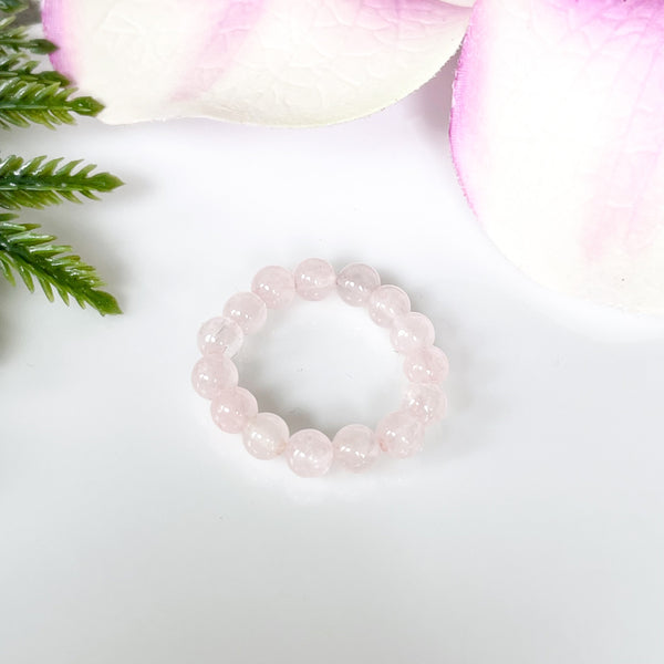 Rose Quartz Beaded Gemstone Ring